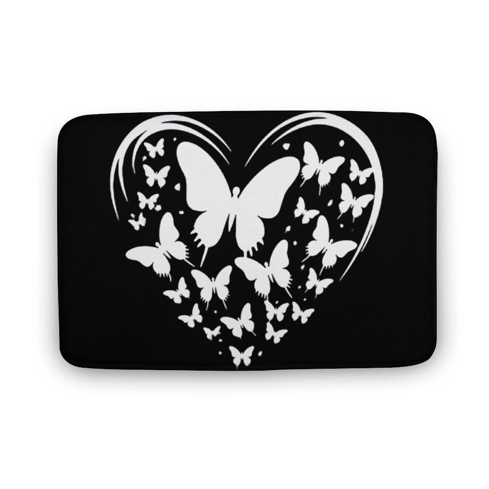 Heart Butterfly Coral Velvet Rugs Non-Slip Bathroom Rugs Soft Kitchen Rug Floor Carpet for Home Decor 15.7