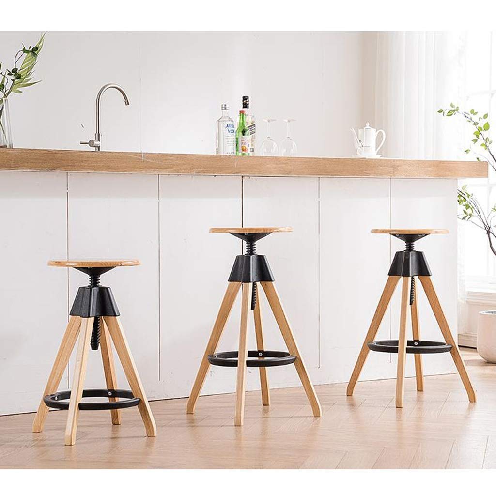 Mobili Scrivania Sedia Sgabelli da bar Colazione Bancone della cucina Sgabelli da bar Sedile in MDF Sedie da bar Gambe in legno Sgabello da bar Sgabelli alti in faggio/Colore legno/66 cm elegante