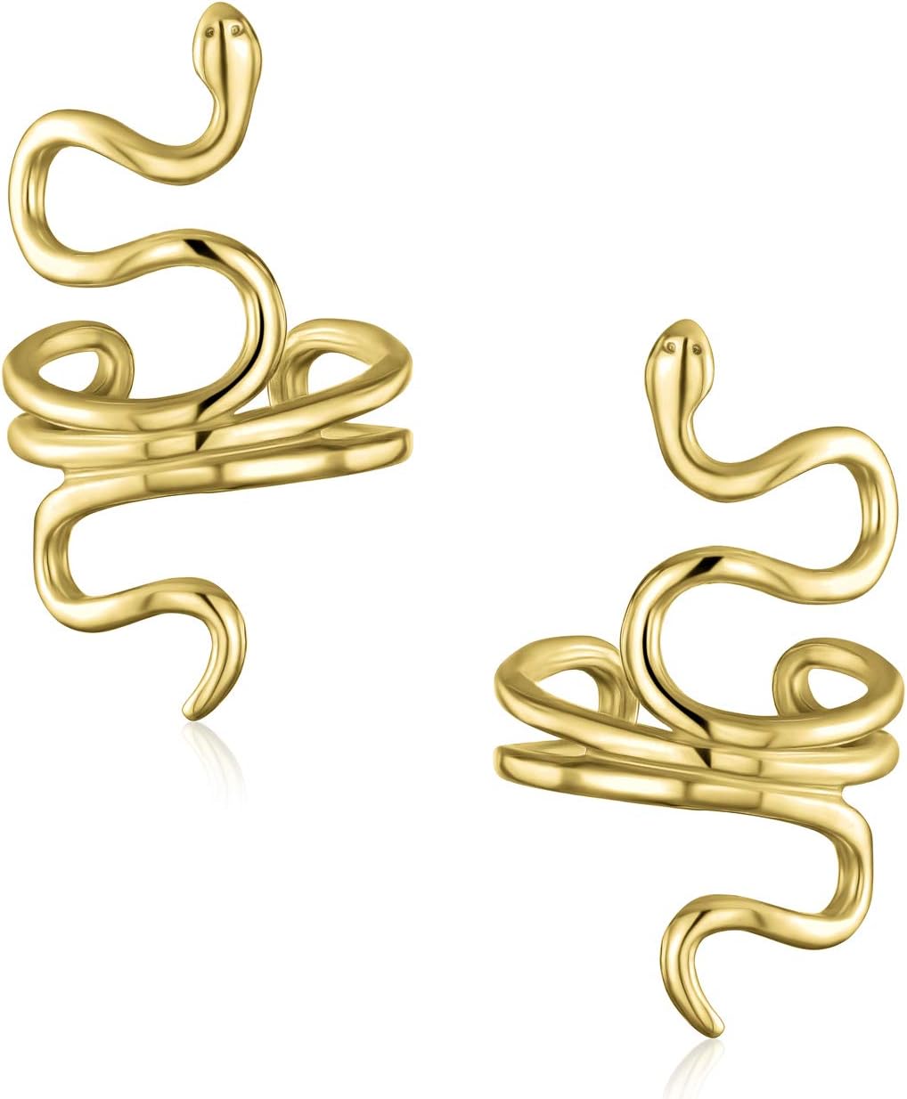 Garden Crawler Reptile Egyptian Cartilage Piercing Serpent Snake Dangling Stud Earrings Pendant For Women Teen Yellow, Rose Gold Overlay .925 Sterling Silver