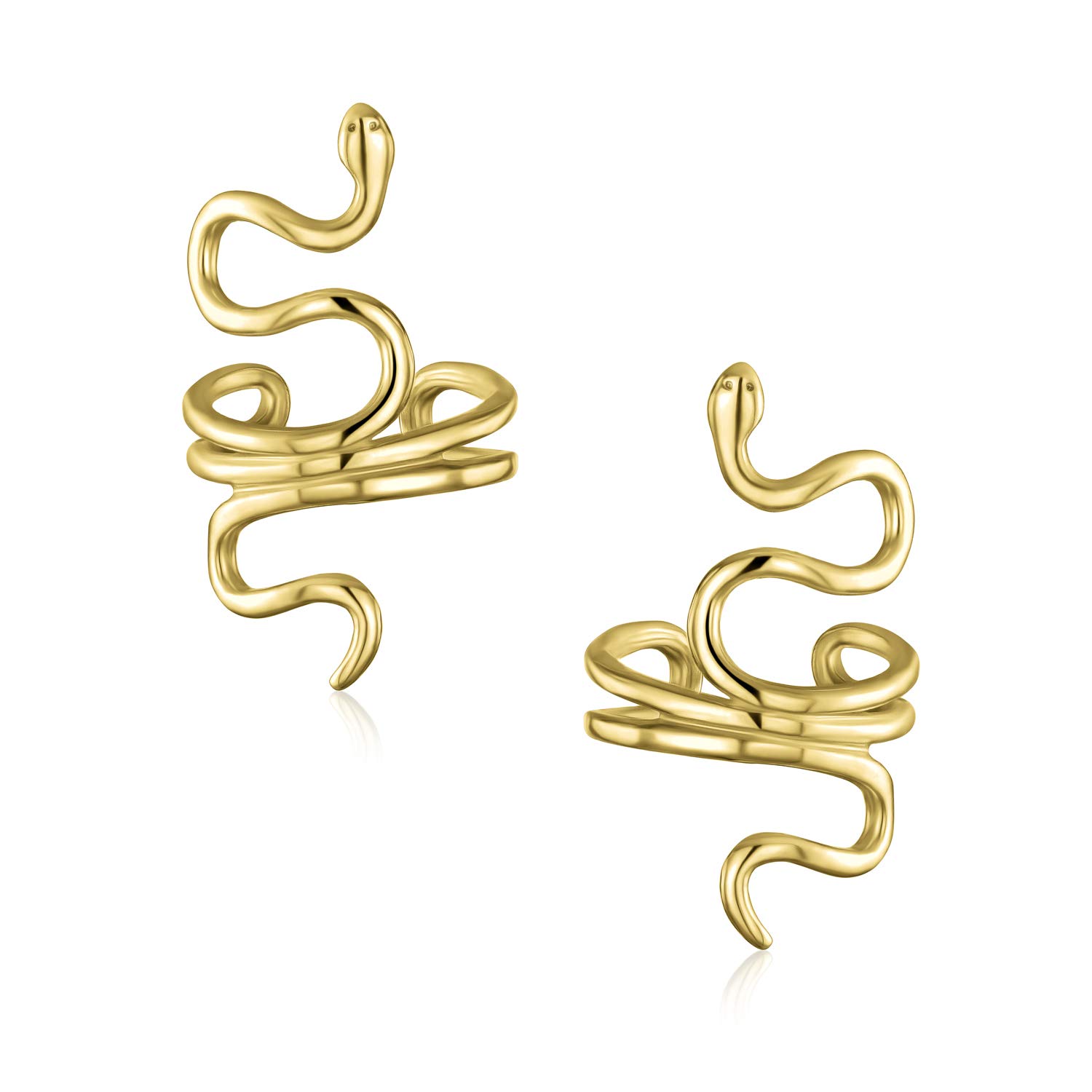 Helix Climber Crawler Schlange Serpent Clip On Wrap Draht Knorpel Lappen Ohr Manschette Ohrringe Für Frauen Teen Männer Nicht Durchbohrtes Ohr 14 Karat Vergoldet .925 Sterling Silber Paar