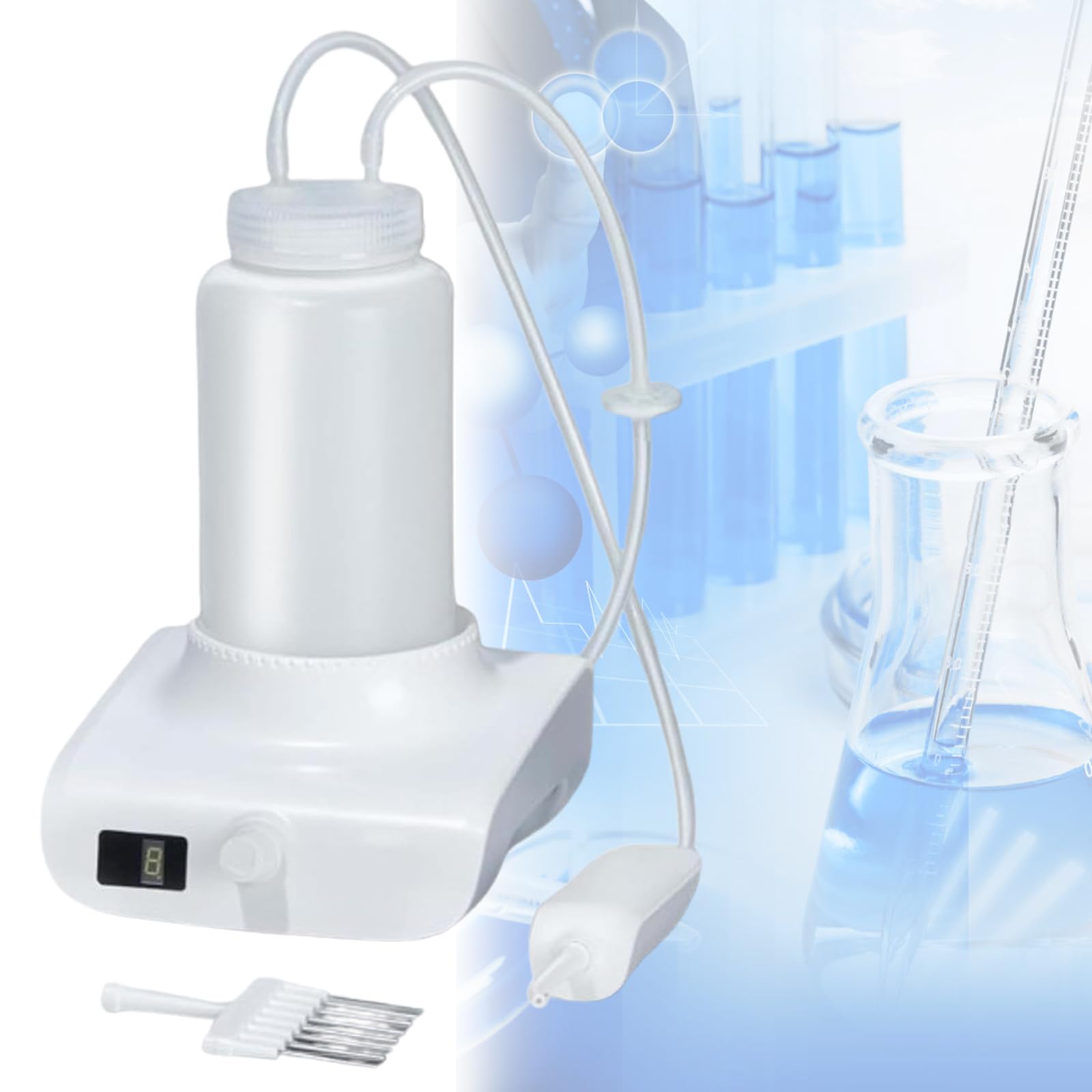 Aspirador de vacío de laboratorio de 1 l, cabezal de aspiración de 8 canales/adaptador de un solo canal, velocidad de aspiración de 1,6 l/min, para filtración al vacío, filtración de disolventes