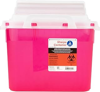 Dynarex Sharps Container, Provides a Safe Disposal of Medical Waste and Needles, Non-Sterile & Latex-Free, 5.4 Quarts, Made with Thermoplastic, Red with a Transparent Lid, 1 Dynarex Sharps Container