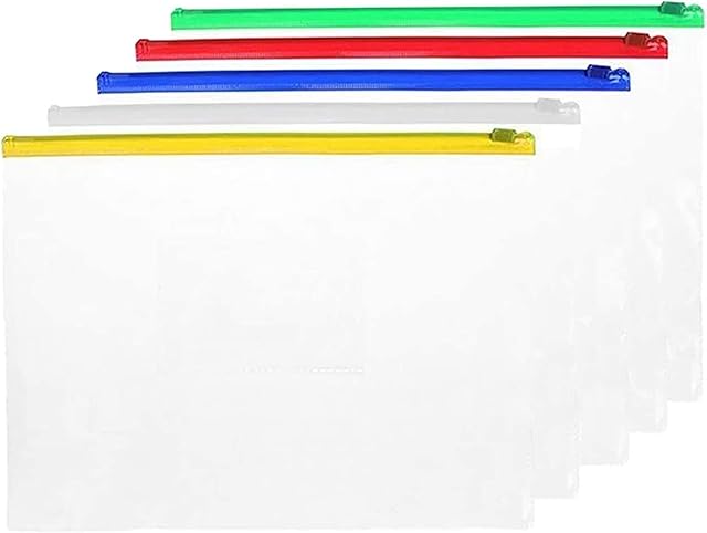 A5 Zip Wallets Zip Bag S Pack of 5 Plastic File Bags