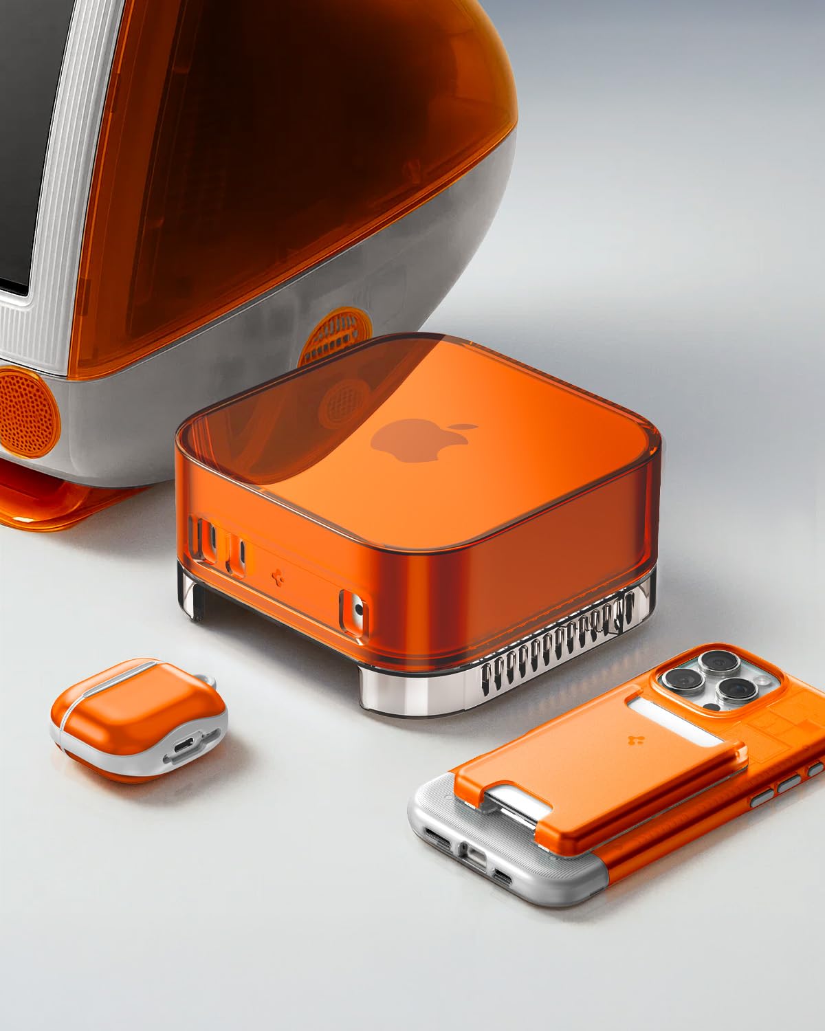 Spigen Classic C1 Cover con Supporto per filtro dell'aria integrato Compatibile con Mac mini M4 / M4 Pro Chip (2024) - Tangerine