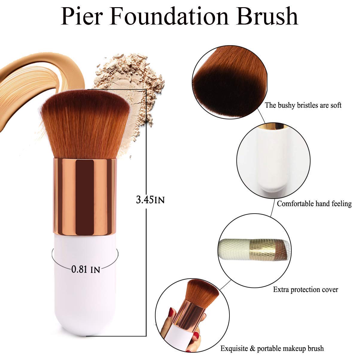 MAYU FOUNDATION BRUSH, MAKEUP BRUSH, WITH SPONGE AND BLENDER PUFF 1