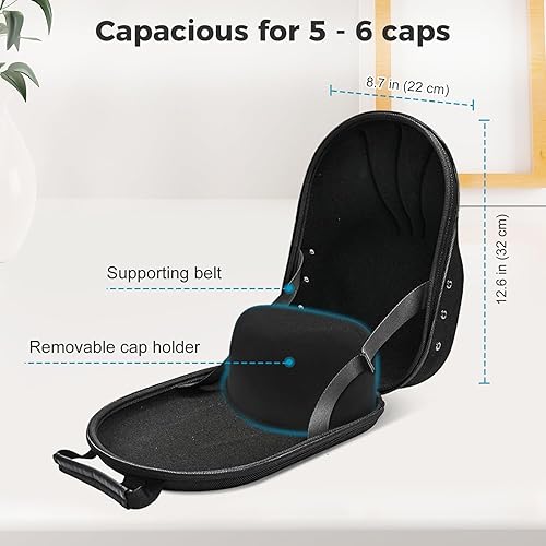 Miniatura 17 de ProCase Estuche rígido de viaje para sombreros, bolsa de almacenamiento para 7-8 gorras de béisbol, organizador de sombreros con correa ajustable