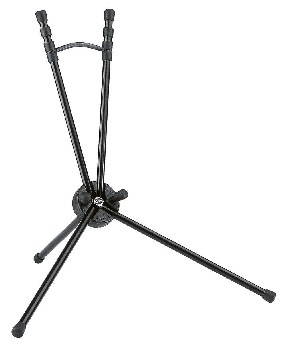 K&M 14350 Saxxy Stojak na saksofon Czarny Aluminium - Kompaktowy rozmiar XXS - wysokość 42cm - możliwy transport w obudowie