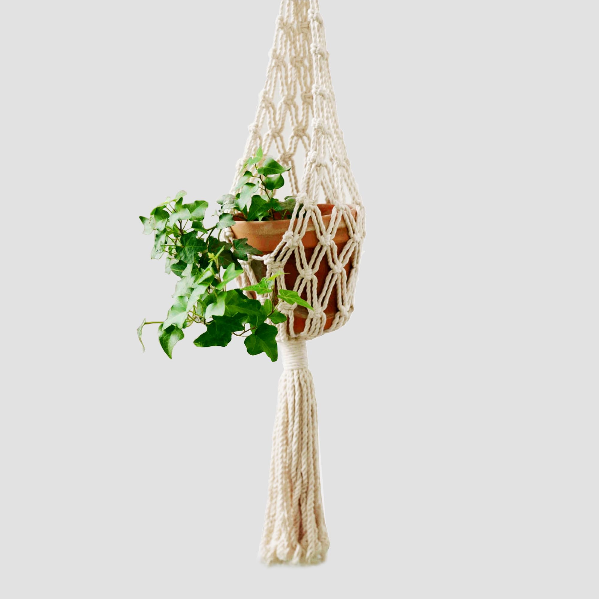 SHINCULSUN Modern Minimalist Bohemian Style Hanging Planters Plant Net Pocket Hand Woven Hanging Basket Holder Tapestry Flower Basket with Exquisite Tassel Indoor Balcony Decoration (Net)