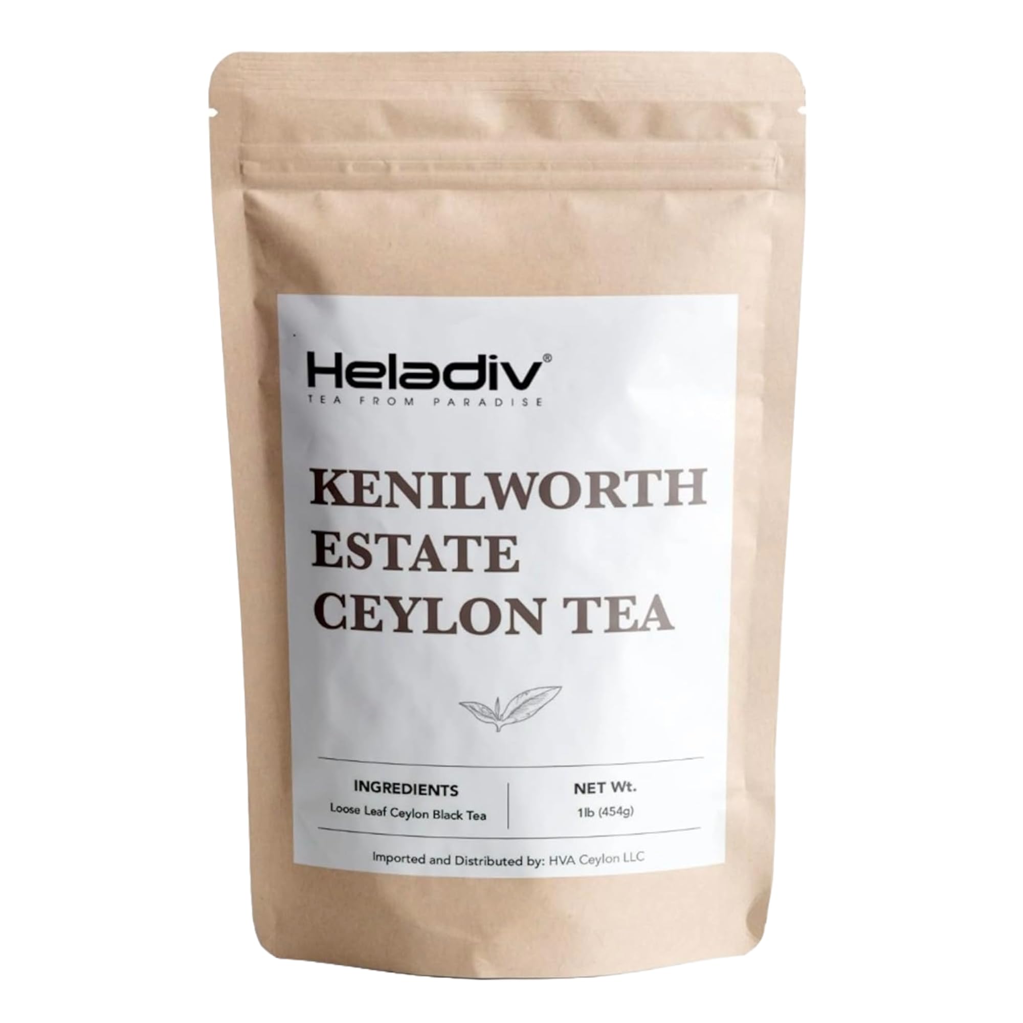 HELADIV Kenilworth Estate Ceylon Loose Leaf Black Tea, 1lb Bag, Aromatic & Full-Bodied, Smooth & Satisfying Brew, Ethically Sourced from Sri Lanka,