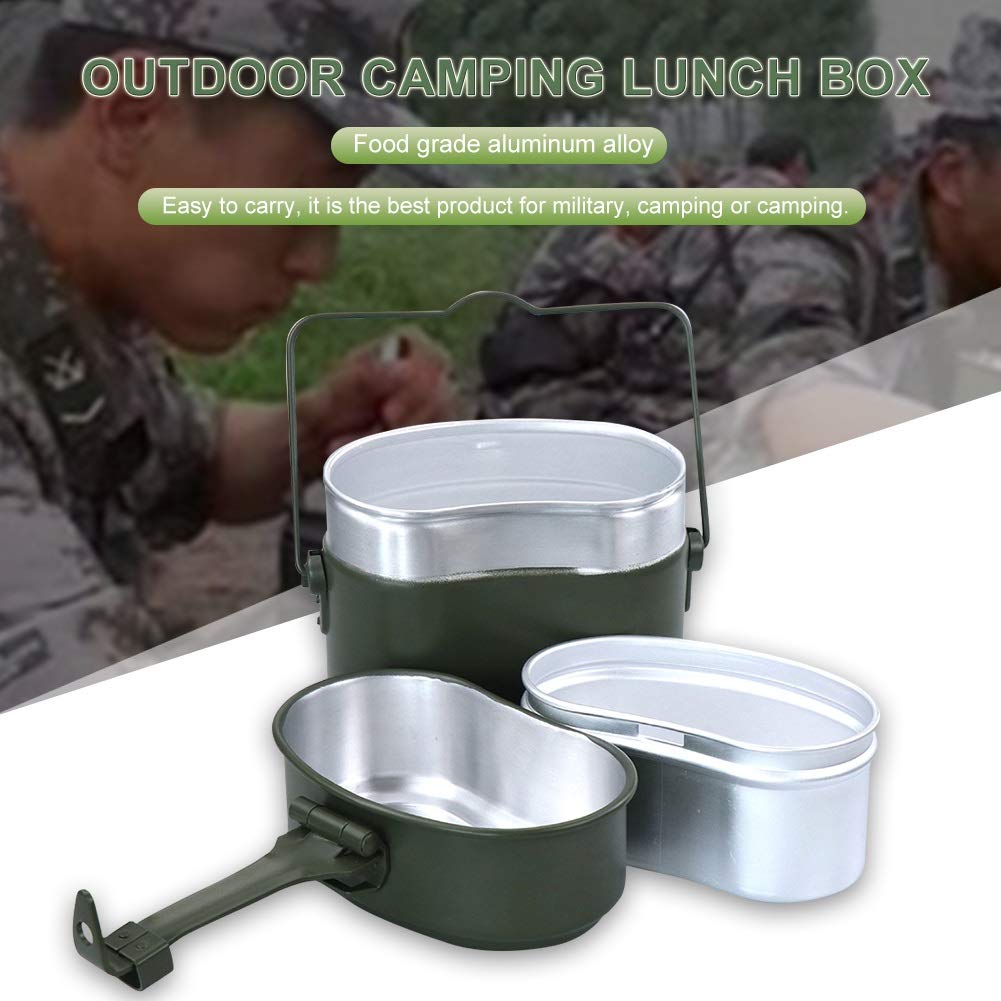 Set di pentole Portatili per Pranzo al Sacco da Campeggio 3 in 1, Escursionismo, Picnic, Sopravvivenza, Ciotola per Pranzo