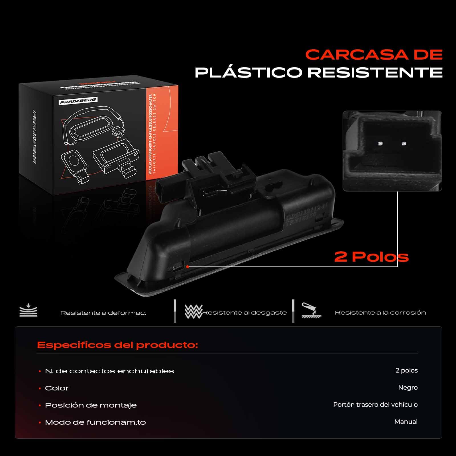 Frankberg Manilla del portón trasero Cerradura de la puerta Compatible con X1 E84 Serie 3 Touring E91 Serie 5 Touring E61 X5 E70 Serie 5 E60 Replace# 51247118158