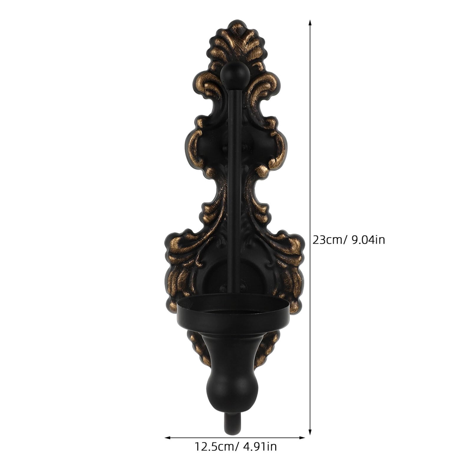 HANABASS Cast Iron Wall Candle Sconce Metal Wall Hanging Sconce Vintage Candle Holder Decorative Candle Wall Sconces for Living Room Bedroom Home Weddings Event Black