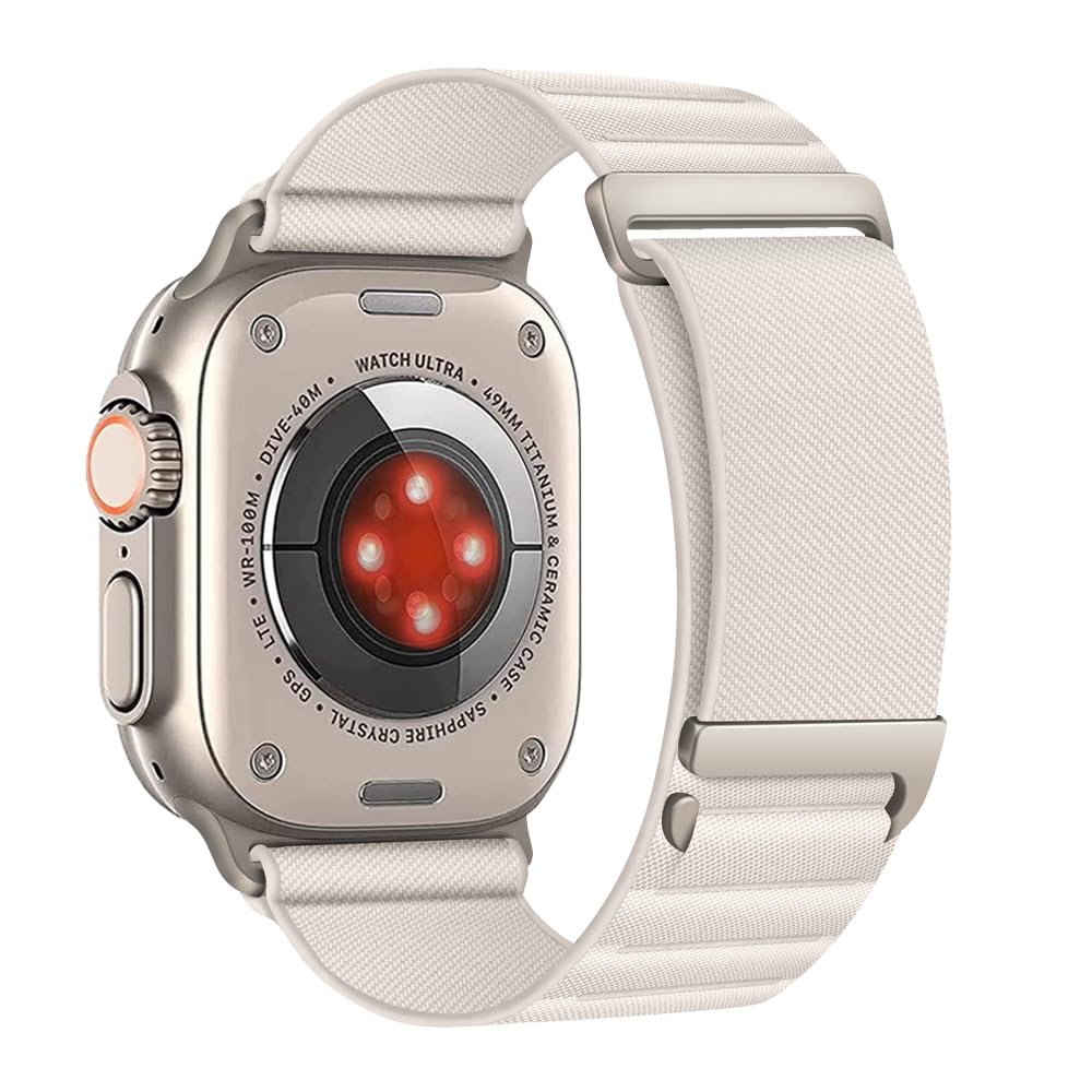 Aizgalxor Cinturino in Alpine Loop Compatibile con Apple Watch Ultra 2 49/45/44/42mm, Cinturini di ricambio Compatibile con iWatch Series 9/8/7/6/5/4/3/2/1/SE (49/45/44/42mm, Luce Stellare)