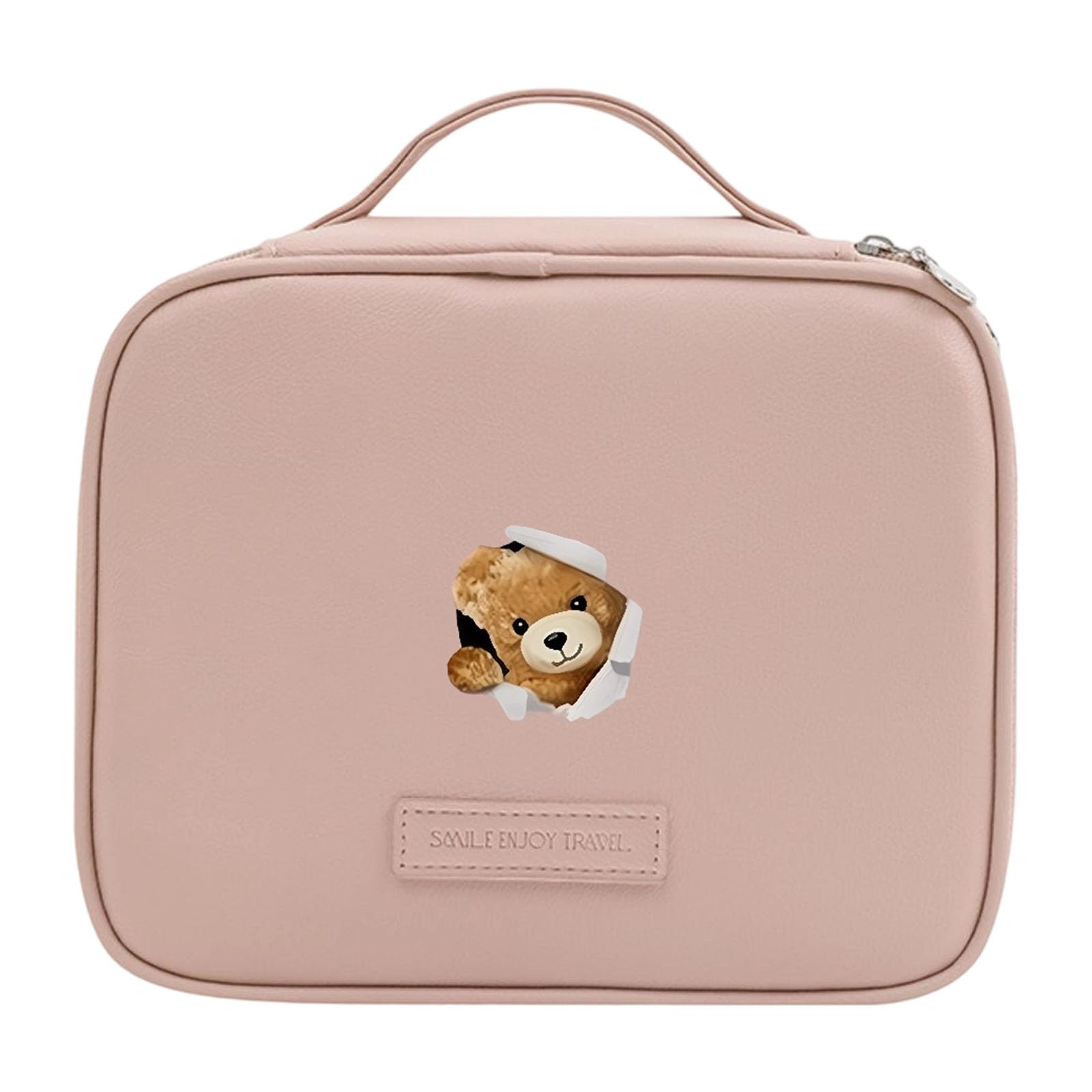 Xjdzineq Large Capacity Travel Makeup Bag Premium PU Construction Spill Interior Dividers Cosmetic Storage Solution PU Leather Makeup Bag