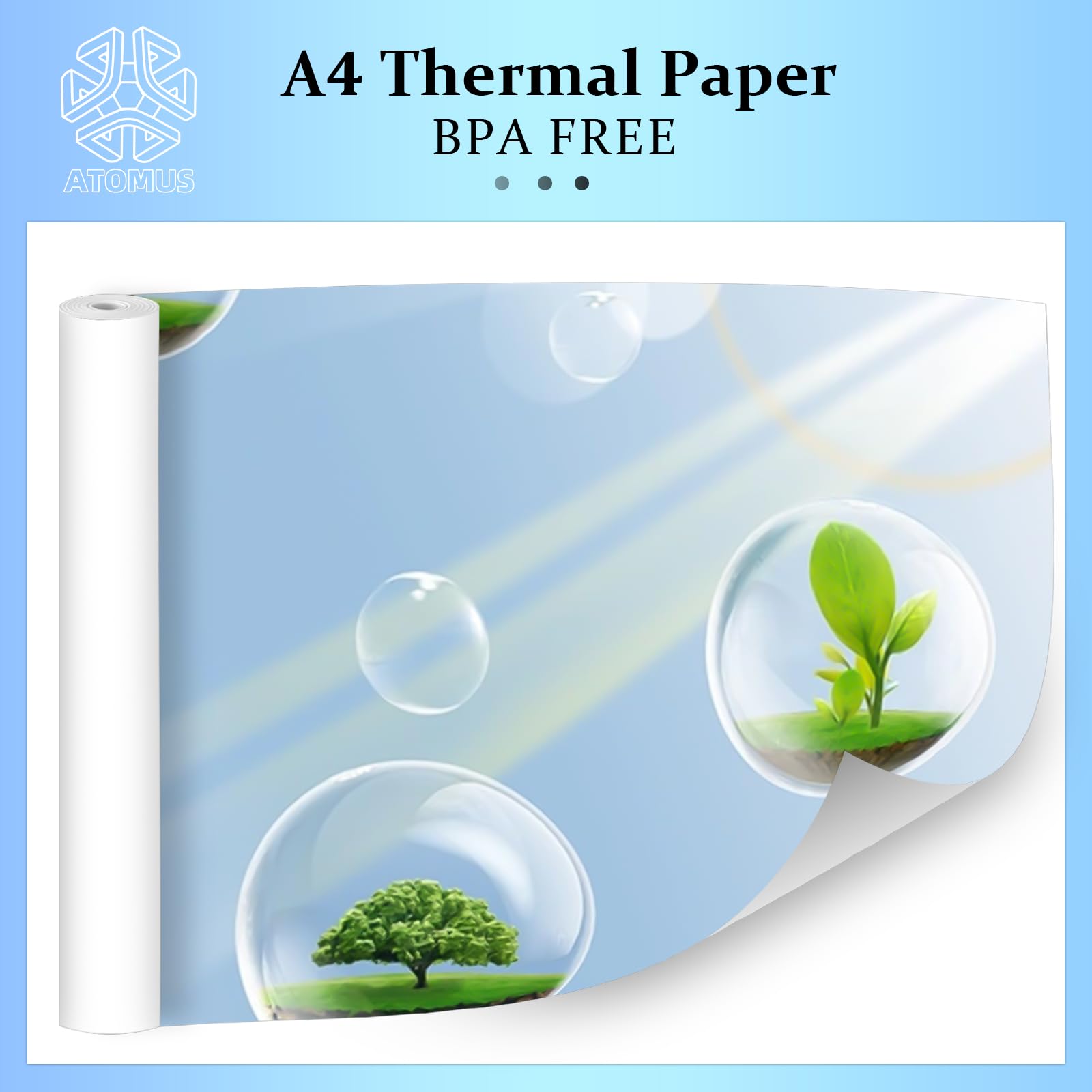 Thermal Printer Paper Roll, ATOMUS 4 Rolls 8.27''x1.18'' A4 Paper Size Multipurpose Thermal Paper for Thermal Printer 1 Roll-30 Sheets - Image 4