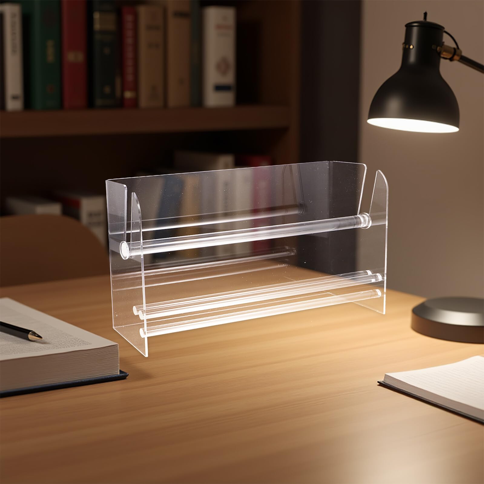 Dispenser Regolabile per Etichette in Acrilico, Supporto per Pezzi Multipli, Organizer per Adesivi da Scrivania per Ufficio e Cucina