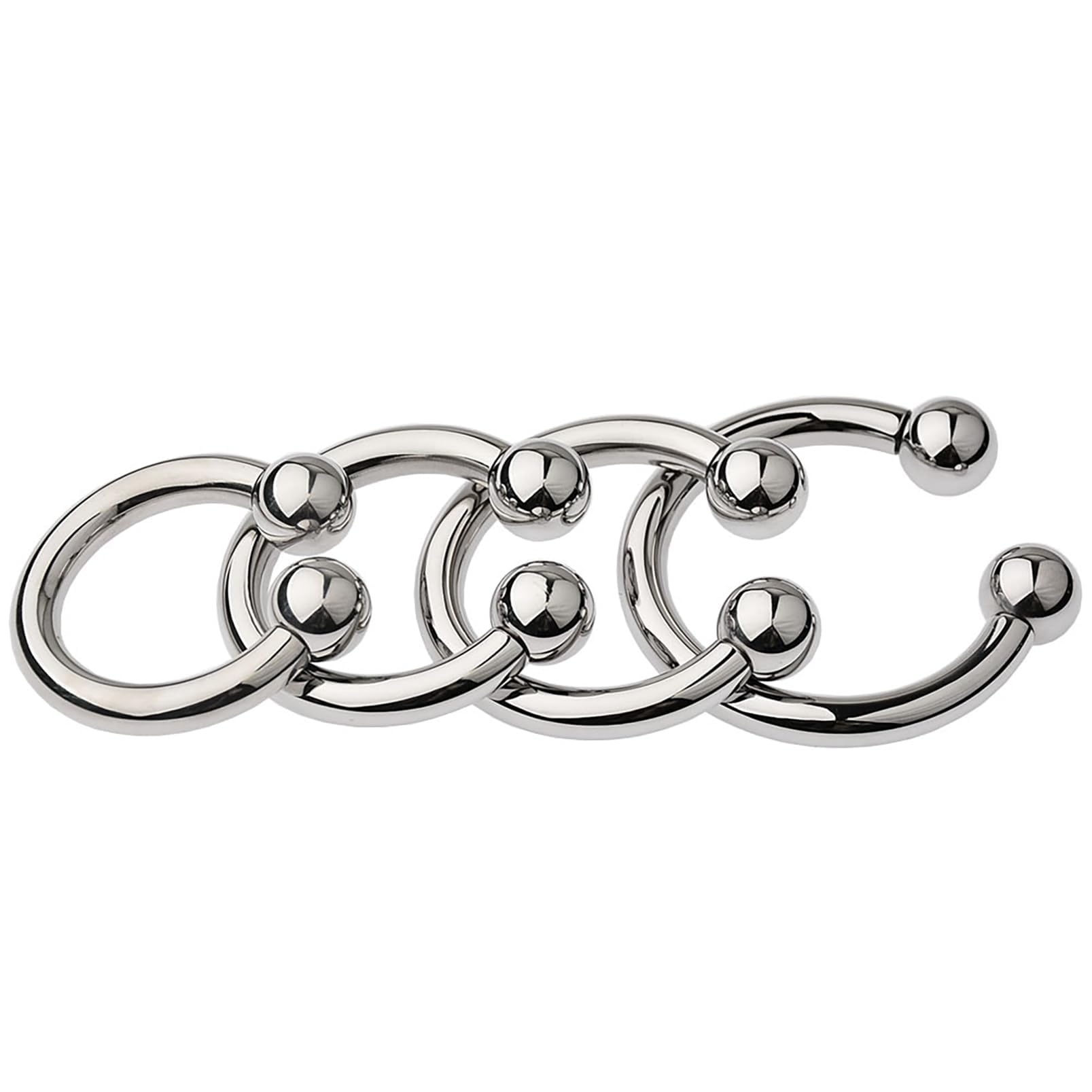 Anelli per testicoli del pene per uomini con perle di massaggio a testa tonda, anello per glande con ciondolo per scroto in 4 misure, anello per cazzo SM bondage sex toys per uomini (Silver,38mm)