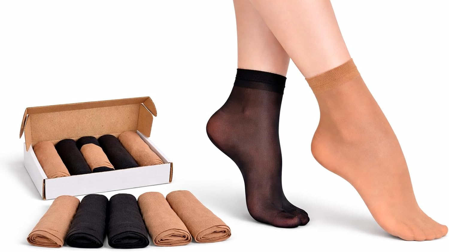 Pioni Women's 10 Pairs Ankle Sheer Socks Tights Hosiery Crew Stocking
