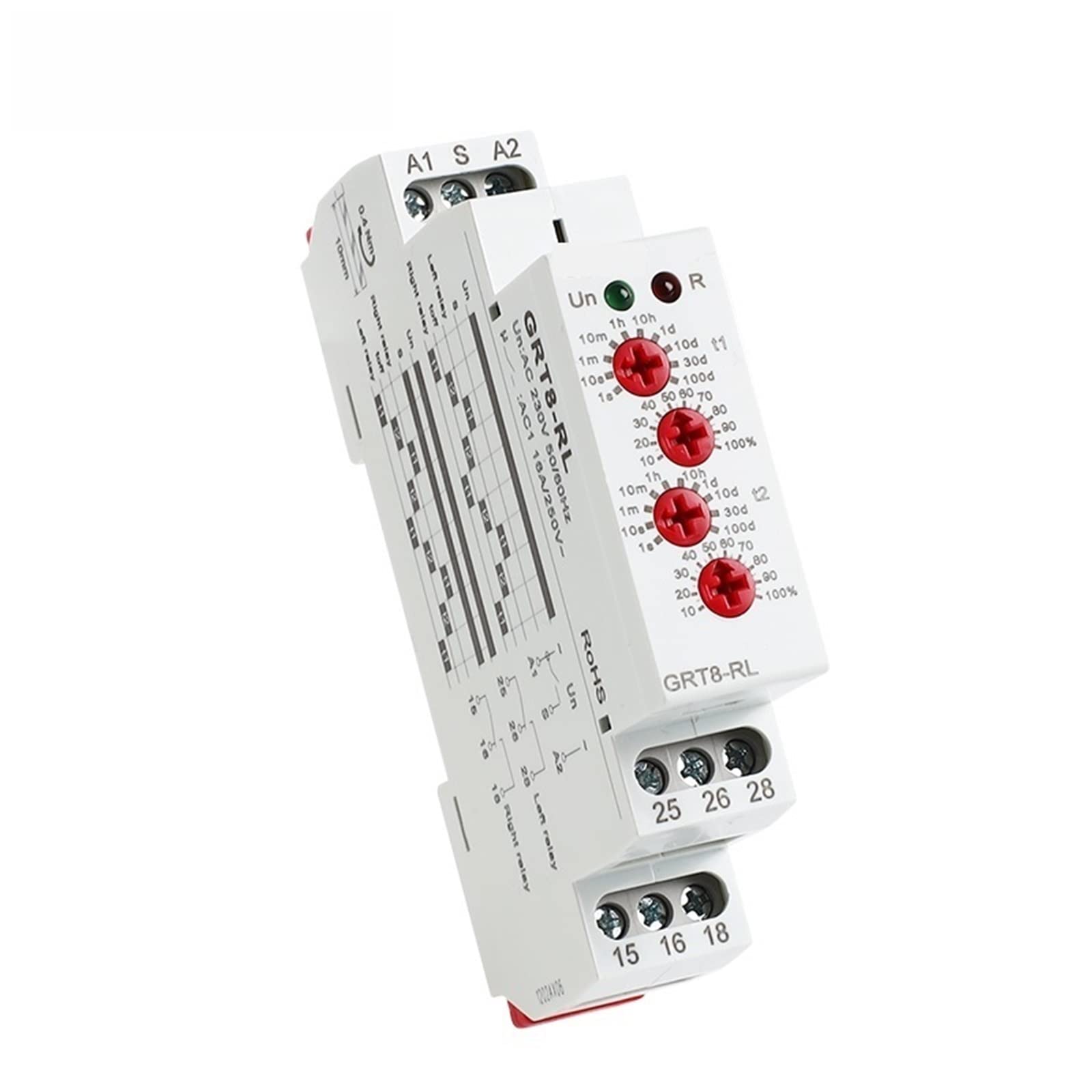 GRT8-RL 16A Relè temporizzatore invertitore destra-sinistra ciclo alternativo 2NO2NC AC 230V o AC/DC12-240V 1Pcs(GRT8-RL AC230V)