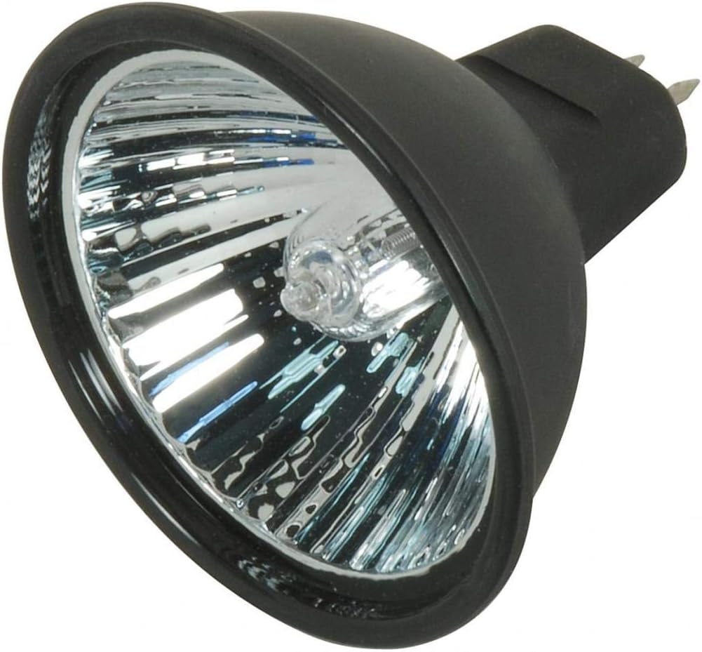 Satco S4180 50 Watt MR16 Halogen GX5.3 Base 12 Volt Black Back FL 38 Beam Pattern No Harmful