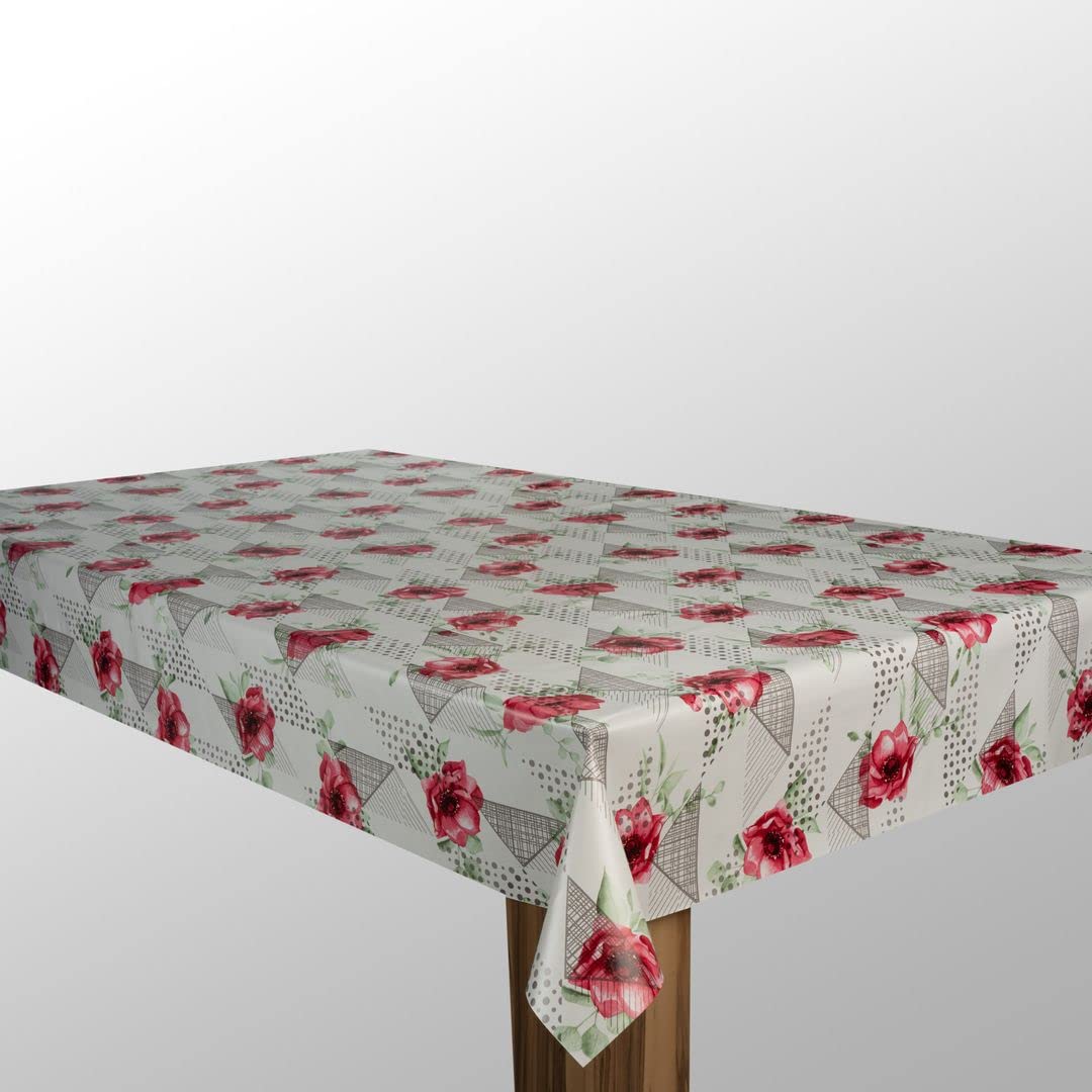laro Wachstuch-Tischdecke Abwaschbar Wachstischdecke PVC Plastik-Tischdecken Eckig Meterware Abwischbar, Muster:Rose Rot Braun, Größe:140x500
