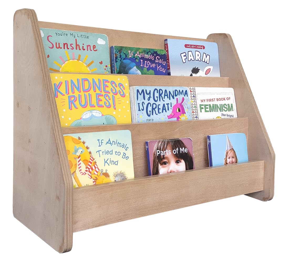 WonderVed Montessori Book Shelf for Kids Room Plywood Book Stand for