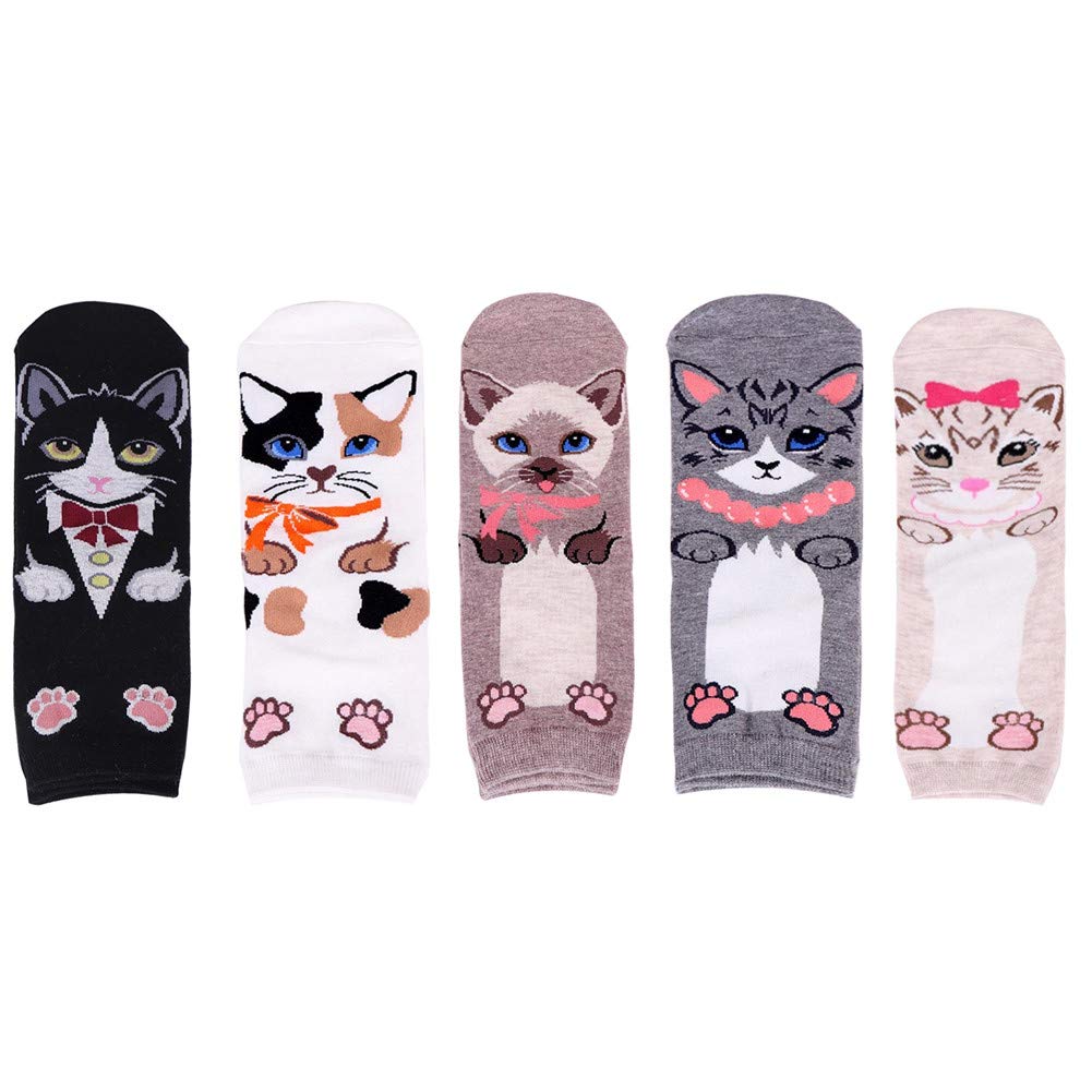 Womens Girls Socks 5 Pack,Funny Novelty Linked Circle Design,Cotton Blend Crew Over Ankle