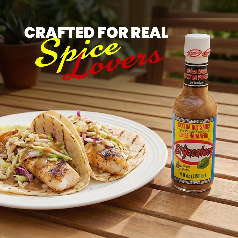 El Yucateco XXXtra Hot Habanero Sauce – Authentic Mexican Chile Habanero Sauce, Extra Heat, (4 fl oz /120 ml), Imported from Mexico (Pack of 6)