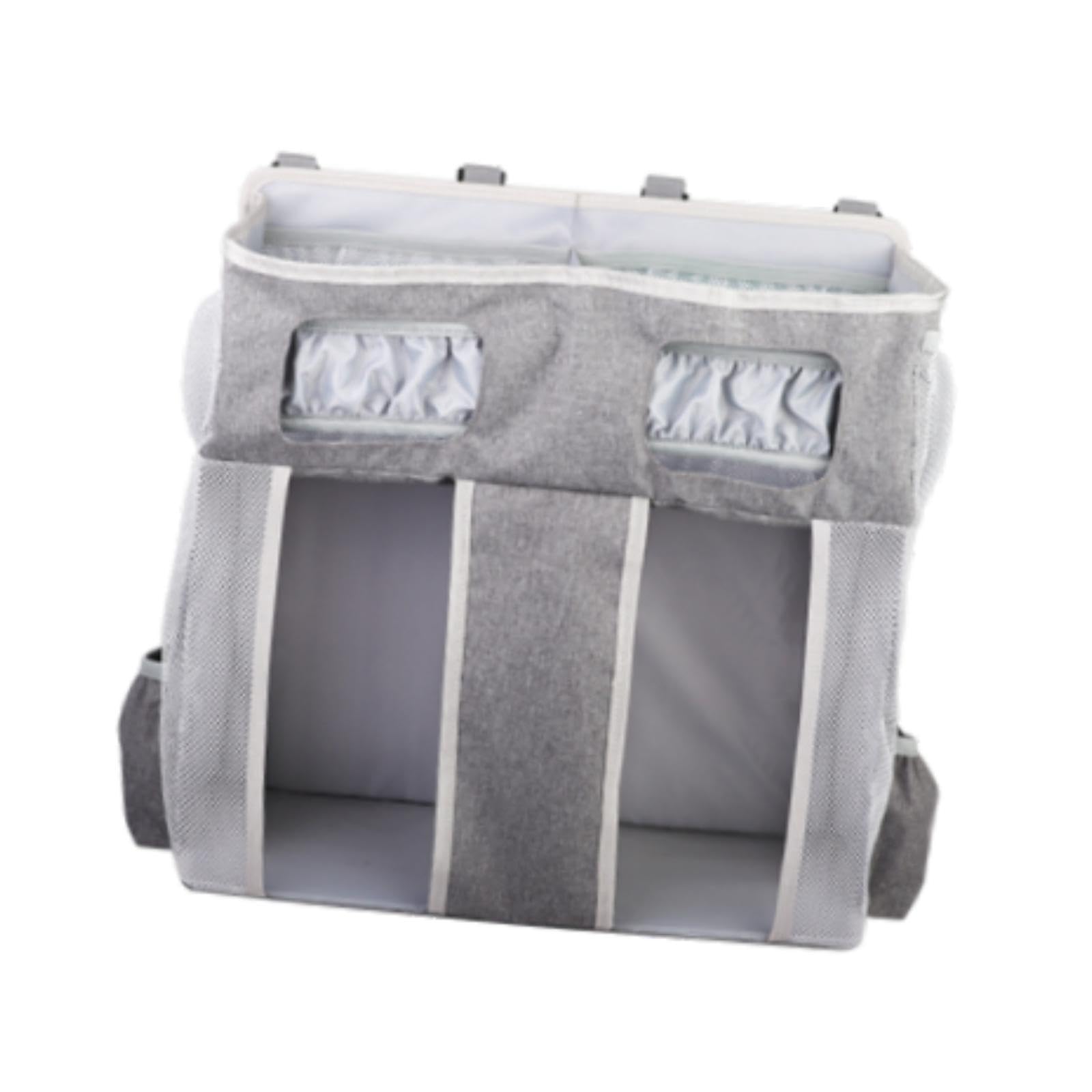 perfk Organizador de pañales colgante, organizador de guardería, cunas espaciosas, porta biberones, cambiador para niños y niñas, juguetes, bolsa de, Gris