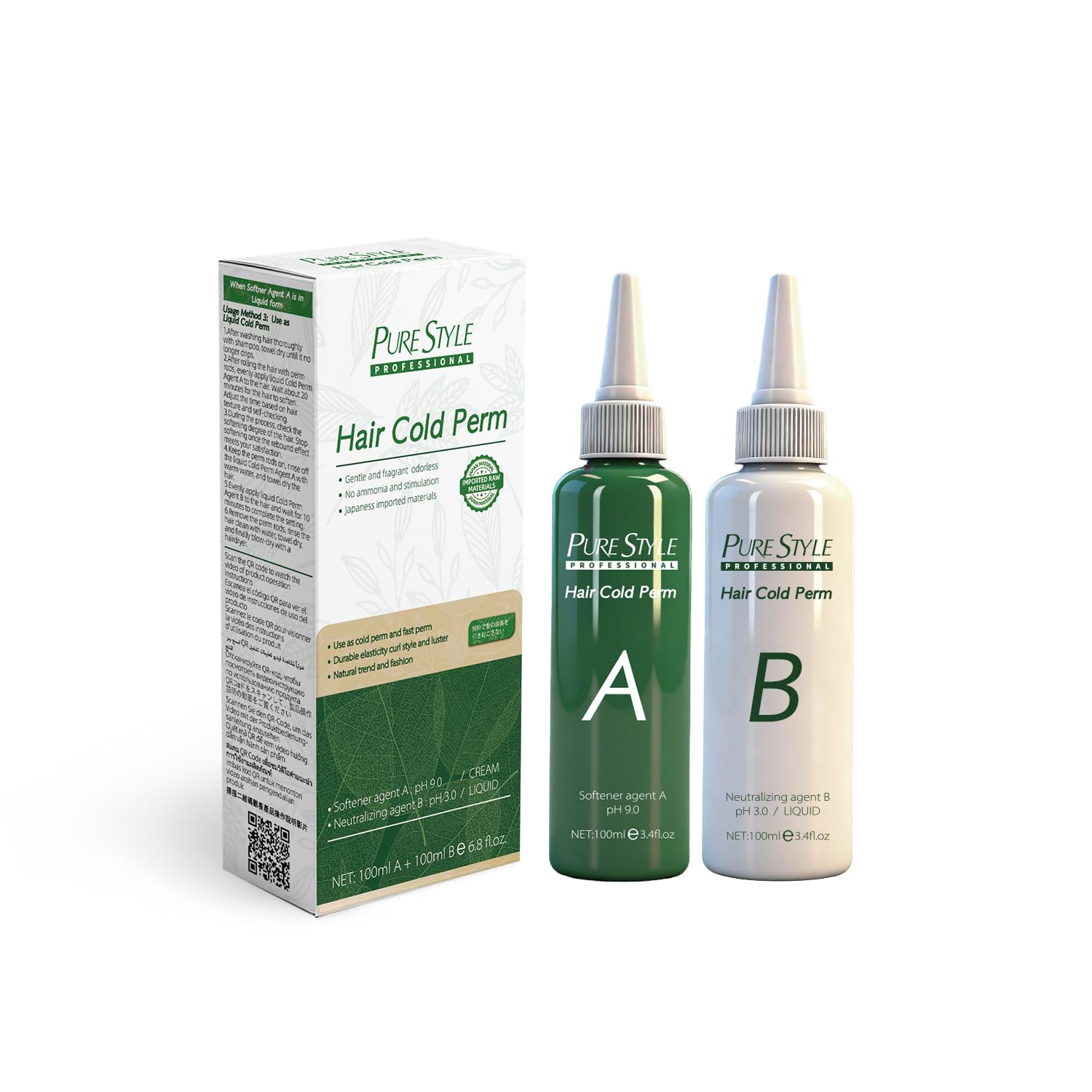 PureStyle Professional Hair Cold Perm Kit, No-Heat Damage Free Cold Wave Perm for Long Lasting Salon Quality Curls, Home & Salon Use Hair Perm Cream