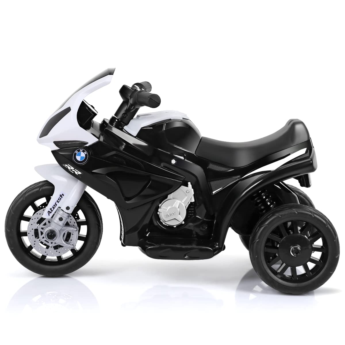 GOPLUS BMW Moto Electrica para Niños de 18-36 Meses con Batería 6V, Motocicleta Eléctrica con Luces y Música, Ruedas de Apoyo, Velocidad 3KM/H, Vehículos Eléctricos de Carga Máxima 20KG (Negro)