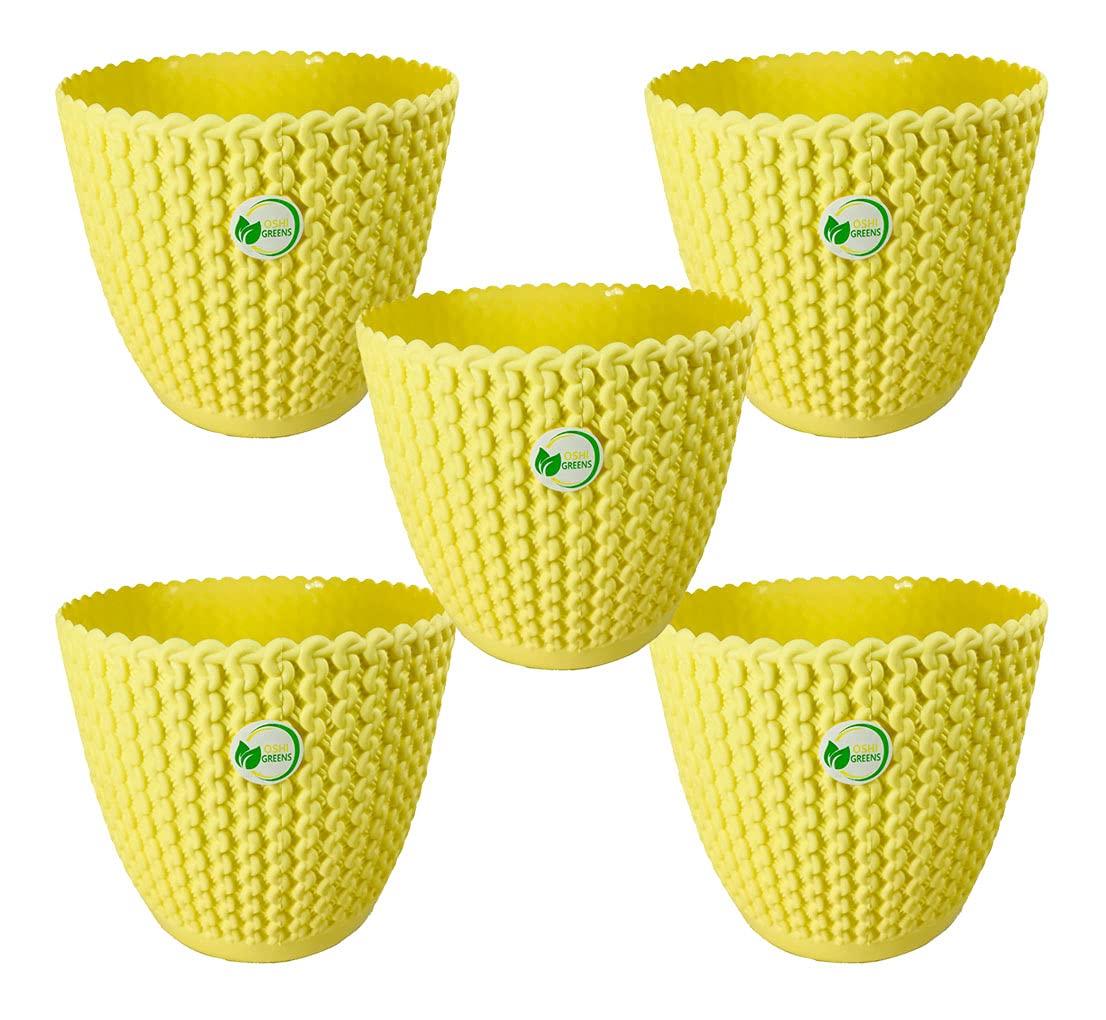 Oshi Greens 7" Decorative Plastic Plant Pots, Indoor Set of 5 Plastic Planters Modern Flower Pot with Matte Finish All House Plants, Herbs, Flowers, and Seeding Nursery, Multicolor (Cream) (B09DPD9TSH) Amazon Price History, Amazon Price Tracker