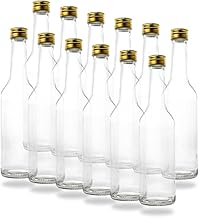 12 Small Glass Bottles 350 ml (0.35 L) with PP28 Screw Cap Gold - Empty, Small Bottles for Filling, e.g. Empty Wine Bottles, Small Schnapps Bottles, Liqueur Bottles 350 ml