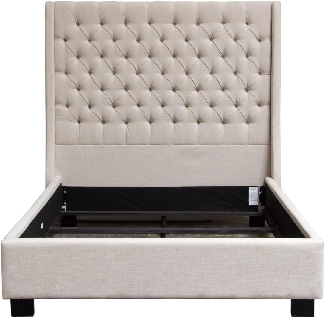 Diamond Sofa Park Avenue Eastern King Tufted Bed with Vintage Wing in Desert Sand Linen