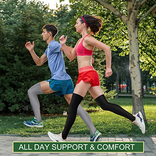 Sunfeeling 3 Pairs Thigh High Compression Socks For Women Men Circulation Over The Knee Stockings - Best Support For Running,Nursing,Black/White/Grey,S/M #TOP2