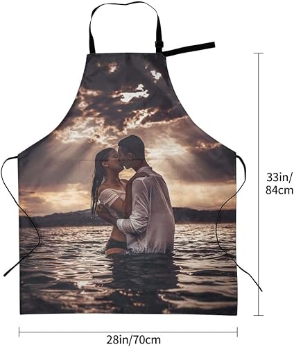 Miniatura 4 de Delantal personalizado para adultos, delantales personalizados con bolsillos, añade tu logotipo y foto, delantal impermeable ajustable personalizado
