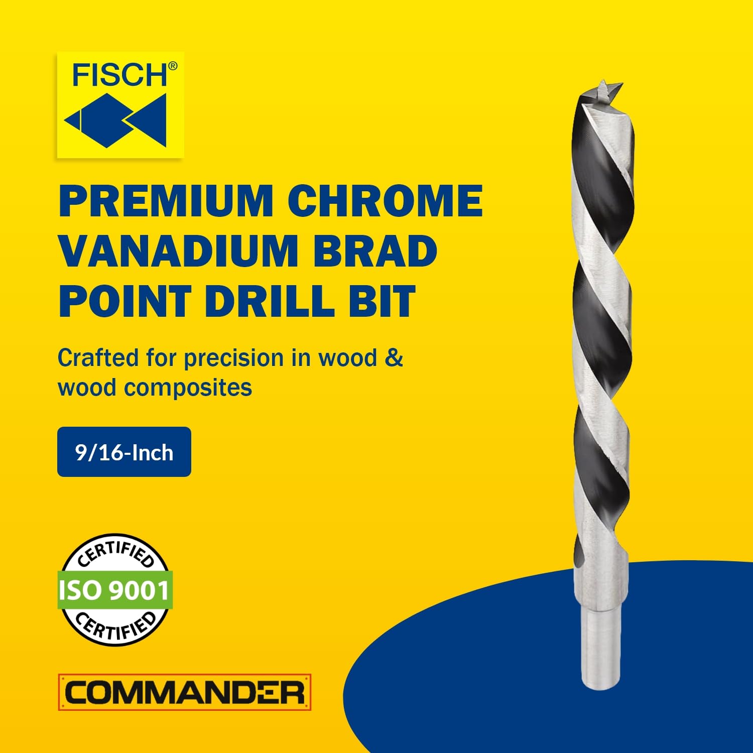 Chrome-Vanadium Brad Point Drill Bit - 9/16 Inch -2