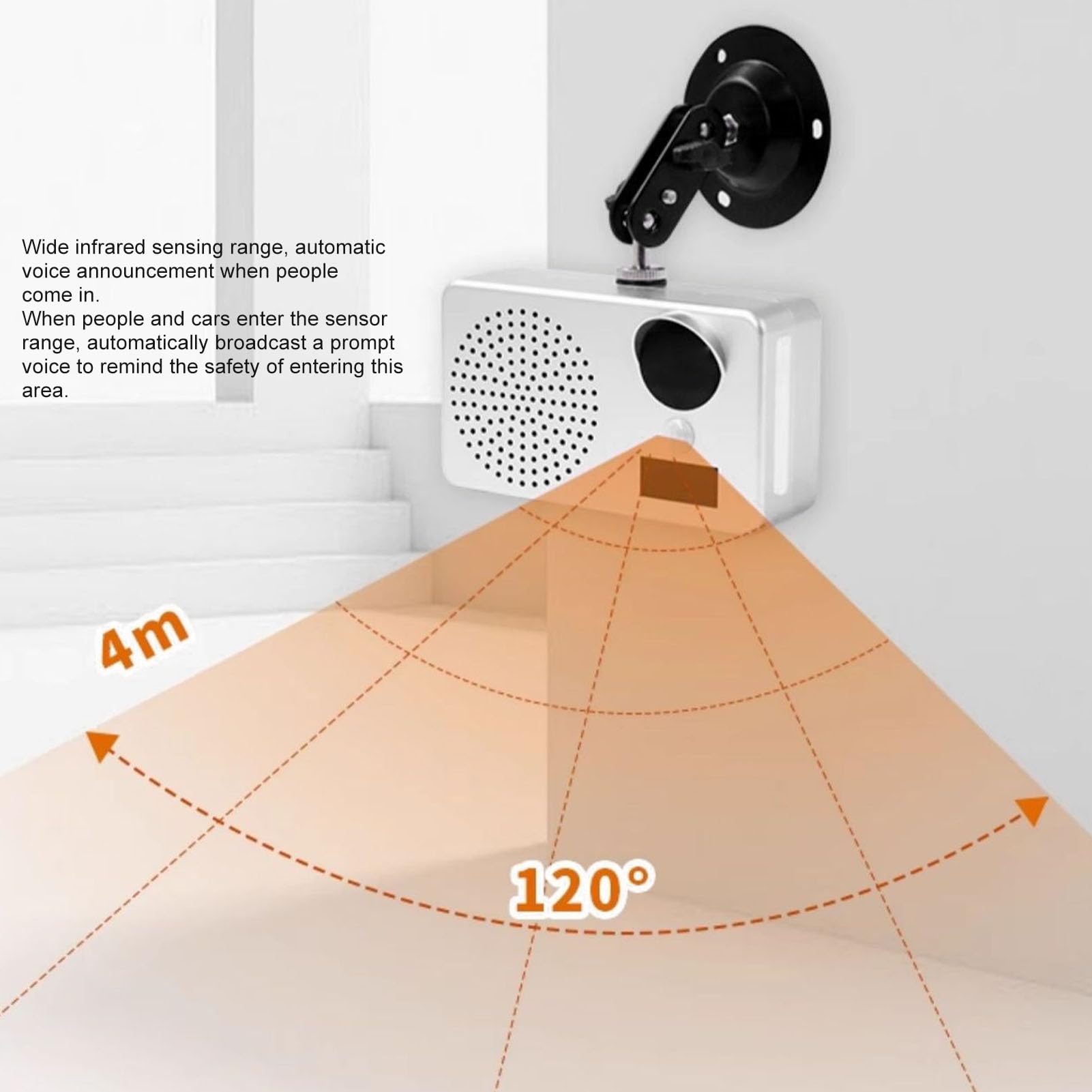 Alarma del Sensor de Movimiento Infrarrojo, Alarma del Sensor de Movimiento 100-240 V Personalizado para Sitios Construcción (Enchufe de la UE)
