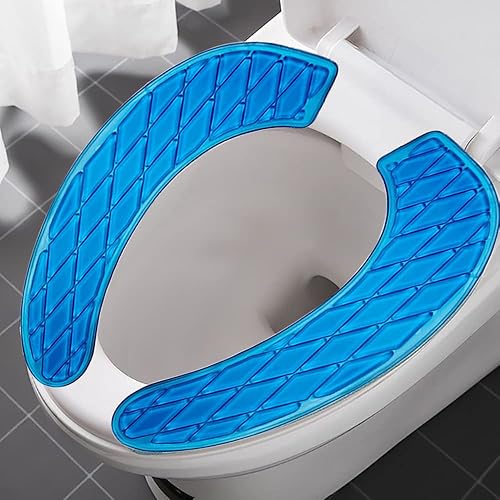Miniatura 2 de tapa para asiento del retrete, portable y lavable, almohadilla de gel para retrete, universal, con diseño autoadhesivo (color azul)