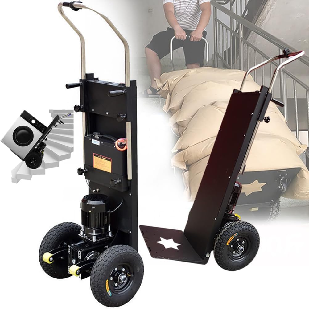 Carrello elettrico per scale con manico telescopico per un trasporto senza sforzo di carichi pesanti su scale dritte e curve