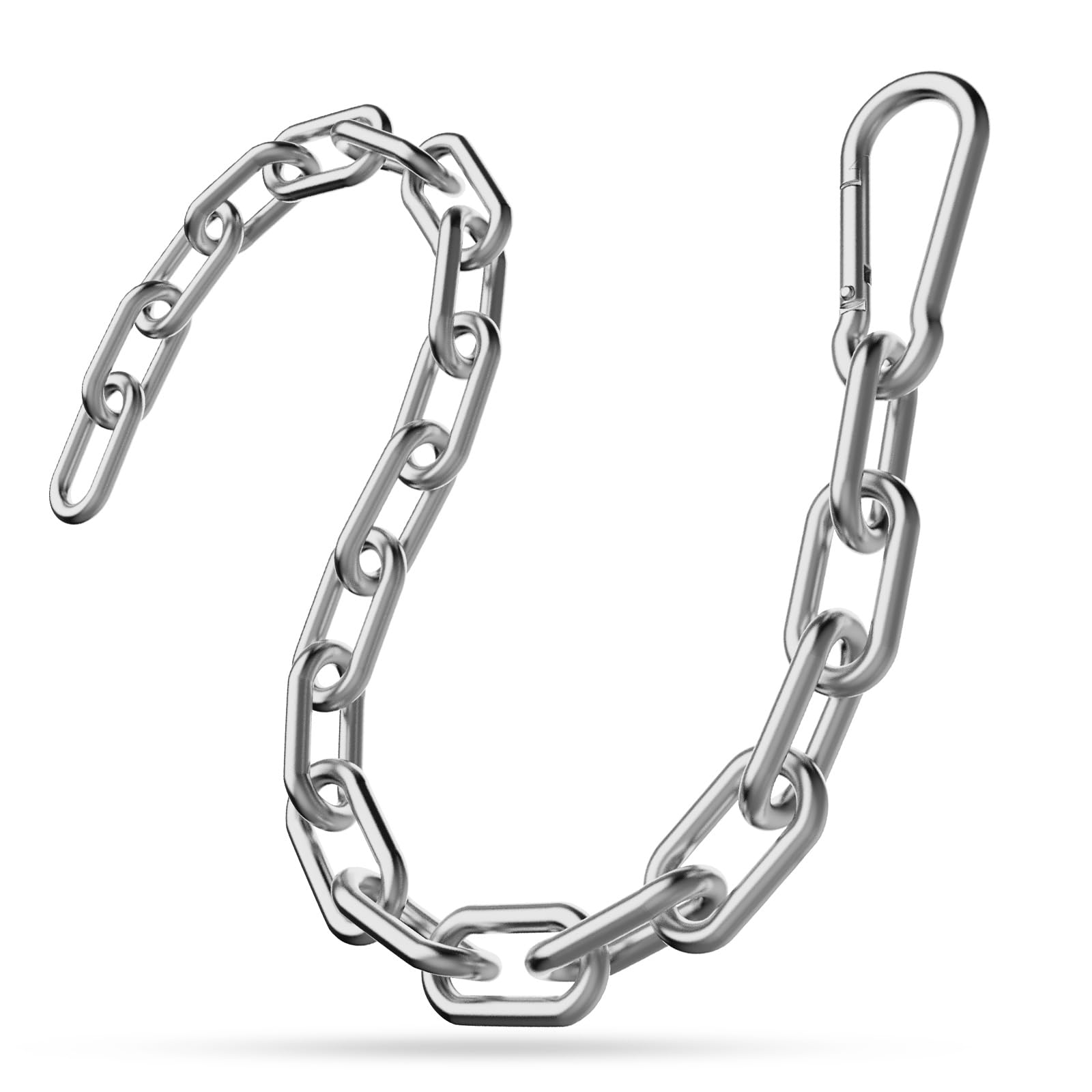 Gate Chain Lock, 23.6 Inch 304 Stainless Steel Chain Fence Gate Latch with Carabiner, Outdoor Hardware Lock Chain for Yards, Pet Cages, Horse Goat Dog Stall Barn and Fence Gates (Silver Dia 5mm-1Pc) — image 1