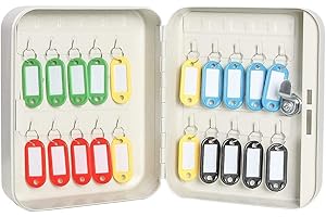 KYODOLED Key Box, Wall Mounted Storage for 20 Keys, Secure Lockable Key Organizer with Tags