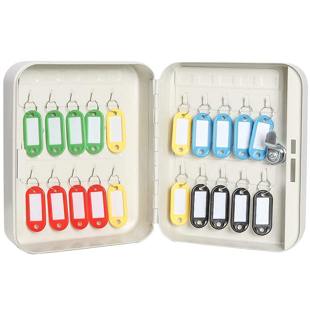 s smitex Smitex Security Metal Key Box with 20 Tags, Small Adjustable Wall Mount Key Lock Cabinet, Small Key Storage Lock Box-picture-23