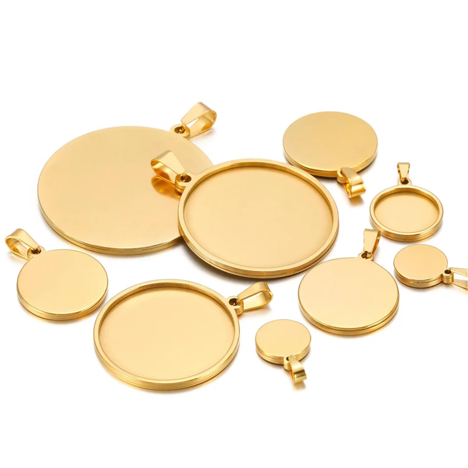 Supports pour pendentifs, Lunette camée cabochon vierge(Gold,30mm)