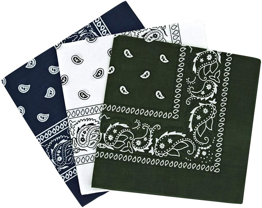 By NekiPaisley Bandanas Headband Scarf Pack Of 3 Mixed Colours Cotton Paisley Print, Fashion Hair Accessory, Sports, Multifunctional, UK Seller FREE UK Postage