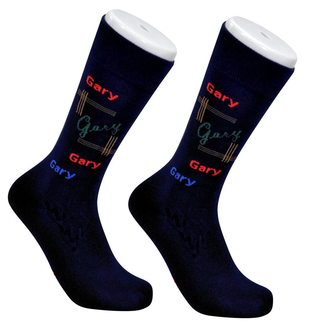 The Tie Studio Men's Multicolour ’S Black Socks – Gary Repeated Design – Colourful Personalised Novelty Gift Socks