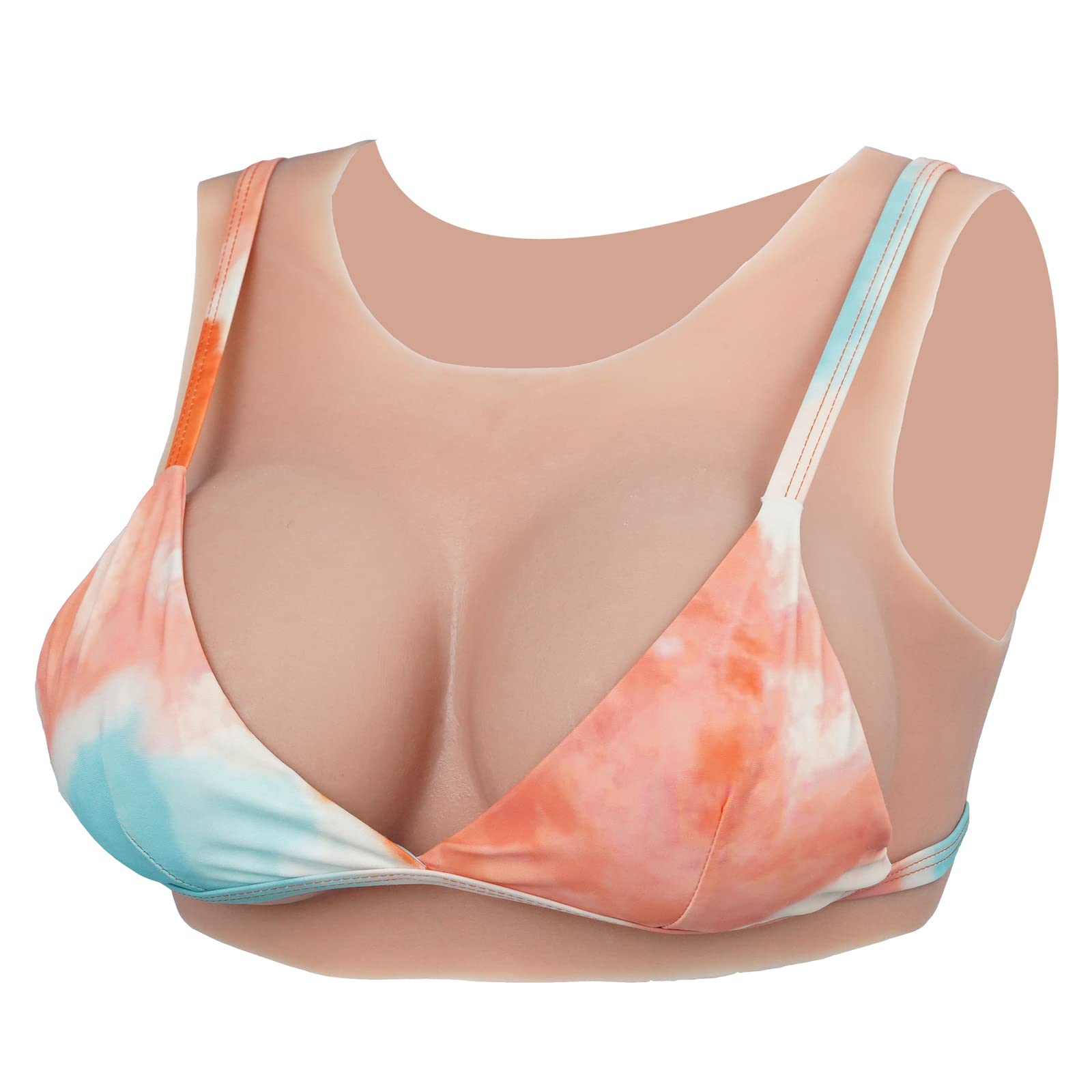 Binimokoo Silicone Round Collar Breastplate Realistic Breast Form for Crossdress Transgender