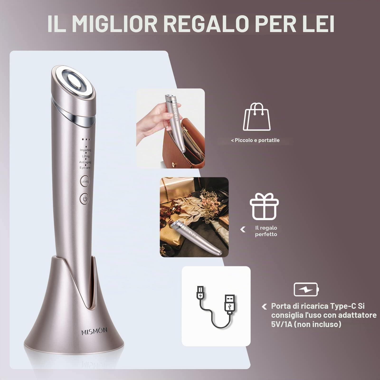Dispositivo di bellezza pulsante, dispositivo avanzato a radiofrequenza per il viso con tecnologia a impulsi e microcorrenti, riduzione delle rughe, cura della pelle.