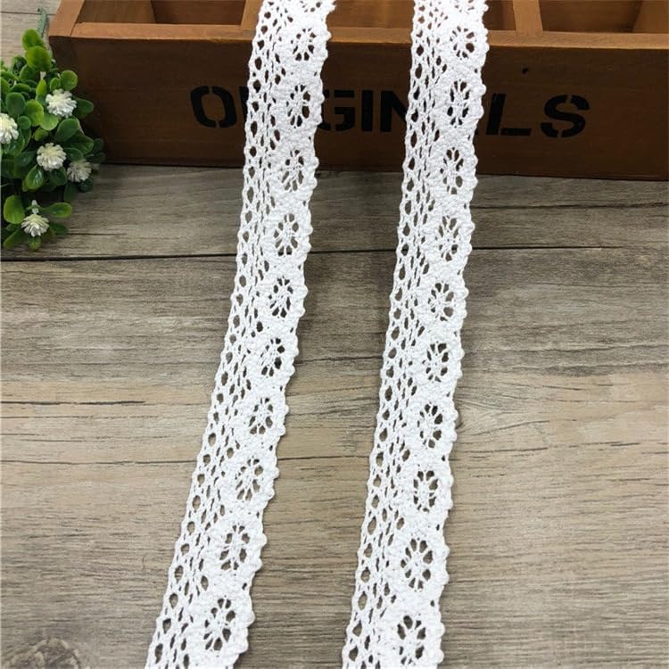 WANYI Cinta de encaje de 1 m, color blanco, de algodón, 2,6 cm, tela de encaje por metros, ribetes y cintas para coser, cinta decorativa para mantel, patchwork, manualidades (blanco)
