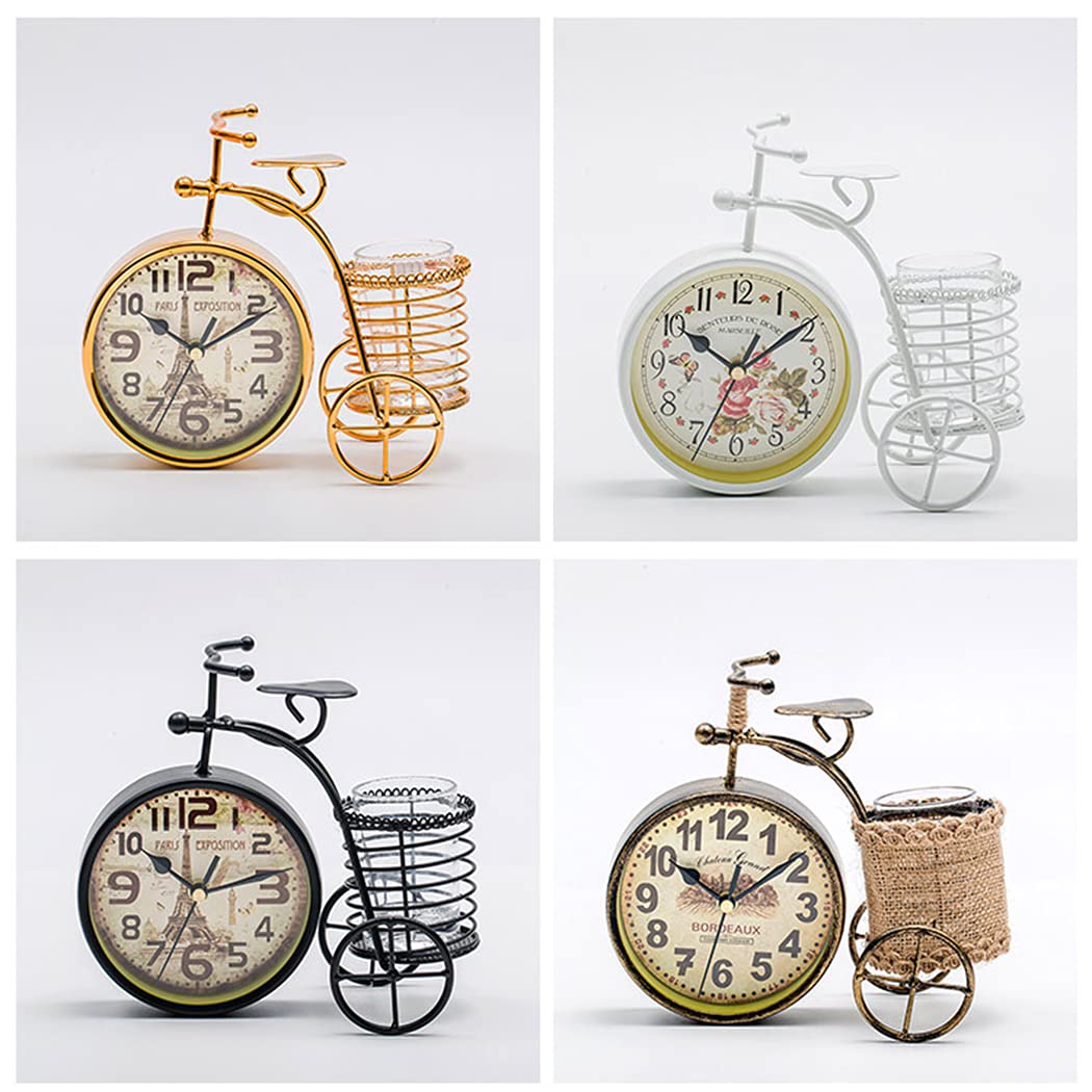 Reloj de Escritorio de Bicicleta de Moda Creativo de Hierro Metal silencioso Reloj de Mesa Sala de Estar Dormitorio decoración